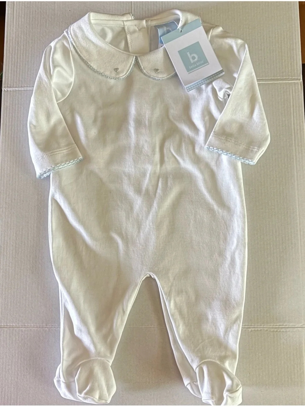 Bella Bliss White Footed One-Piece with Scalloped Peter Pan Collar NWT 6M